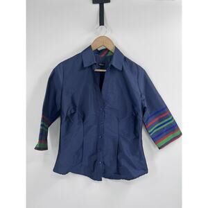 Beluva San Francisco Navy Blue Button Down Small USA Made Preppy